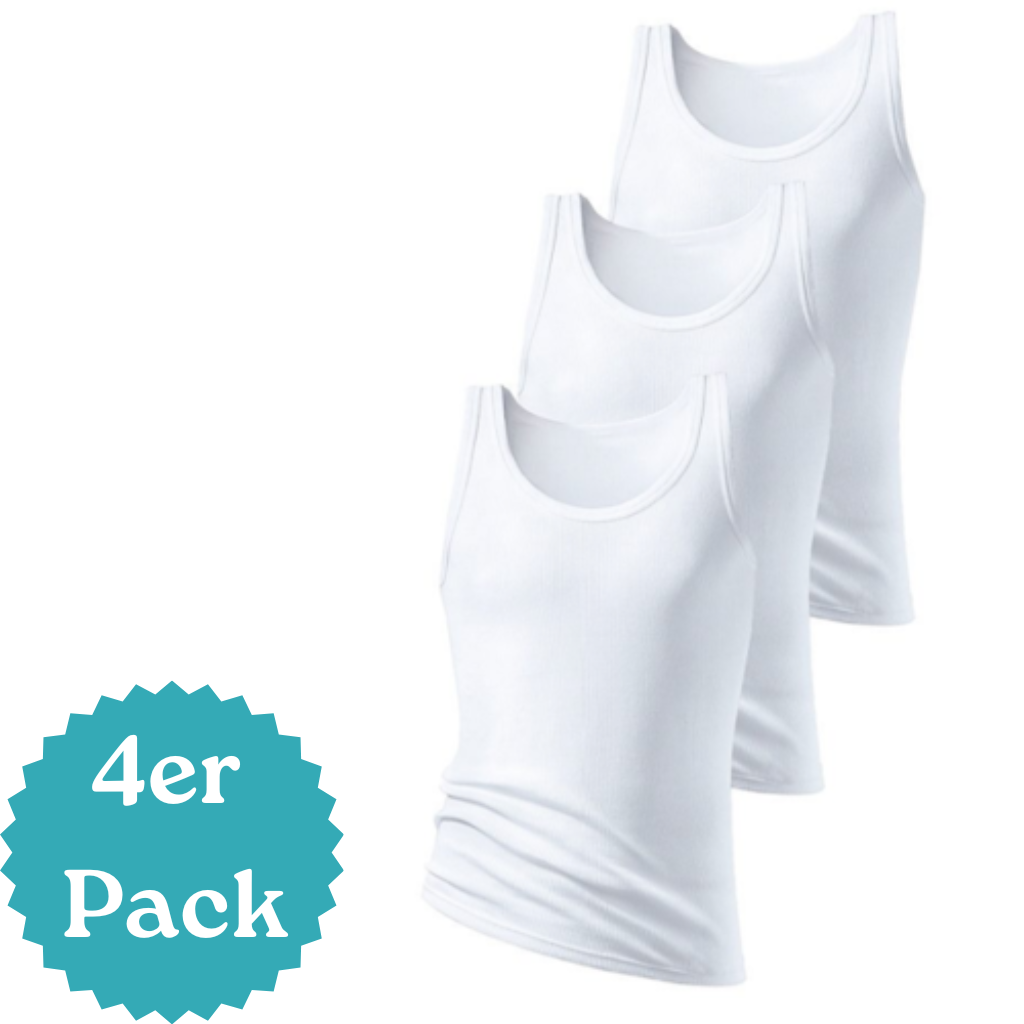 Herren Unterhemden Baumwolle Doppelripp Tank Top Achselhemd Größe 5/S 6/M 7/L 8/XL 9/XXL 10/XXXL 4er Pack