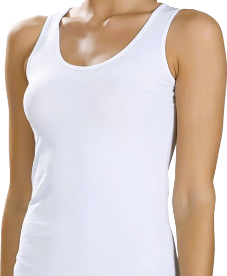 Damen Unterhemden Spitze Achselhemd Long Shirt Feinripp Trägerbody Baumwolle Weiß und Schwarz Gr. S bis XXL