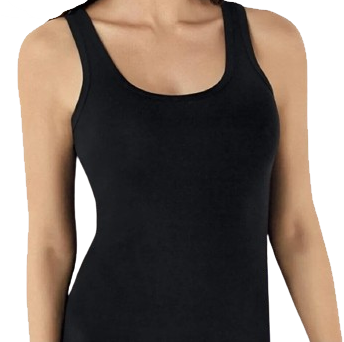 Damen Unterhemden Spitze Achselhemd Long Shirt Feinripp Trägerbody Baumwolle Weiß und Schwarz Gr. S bis XXL